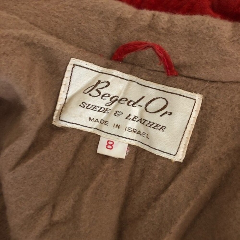 BEGED OR Israel Suede Coat Fully Lined Rust Color Midi Womens Size 8 VINTAGE - Picture 6 of 8